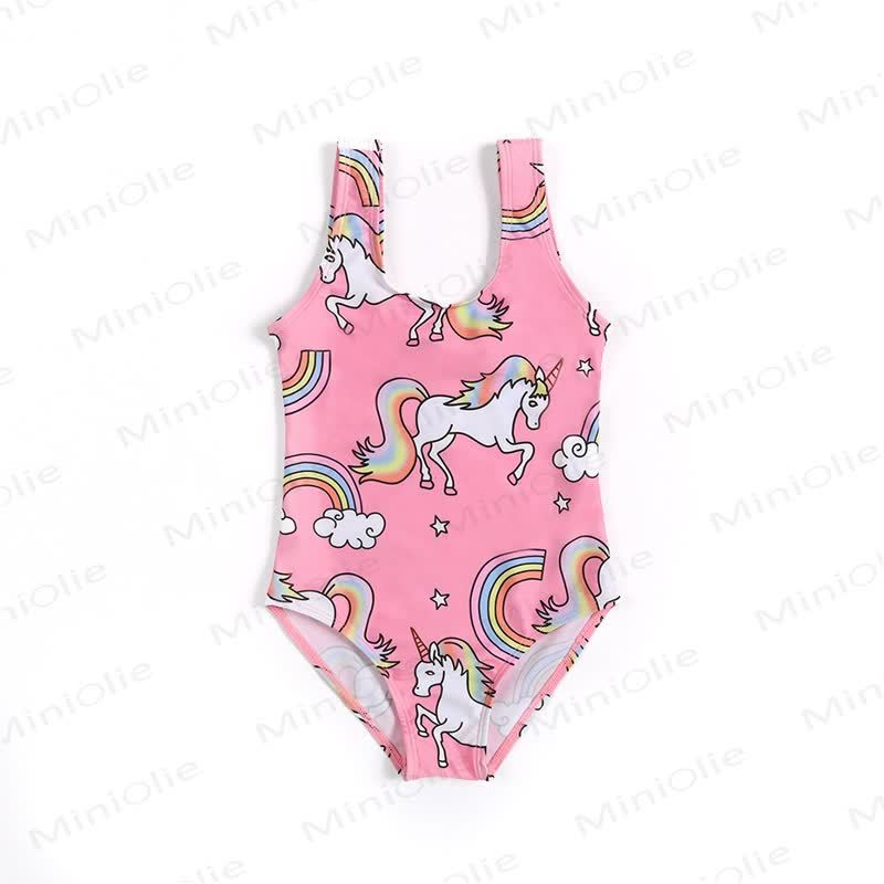 Toddler Girls Flamingo Ruffle Swim Romper - Pink Rainbow - 6-7T - image 5