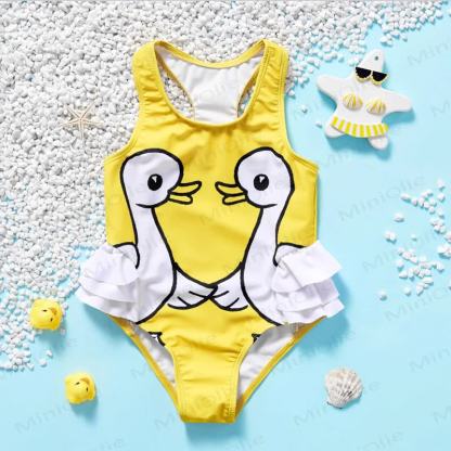 Toddler Girls Flamingo Ruffle Swim Romper - Yellow - 6-7T - image 7