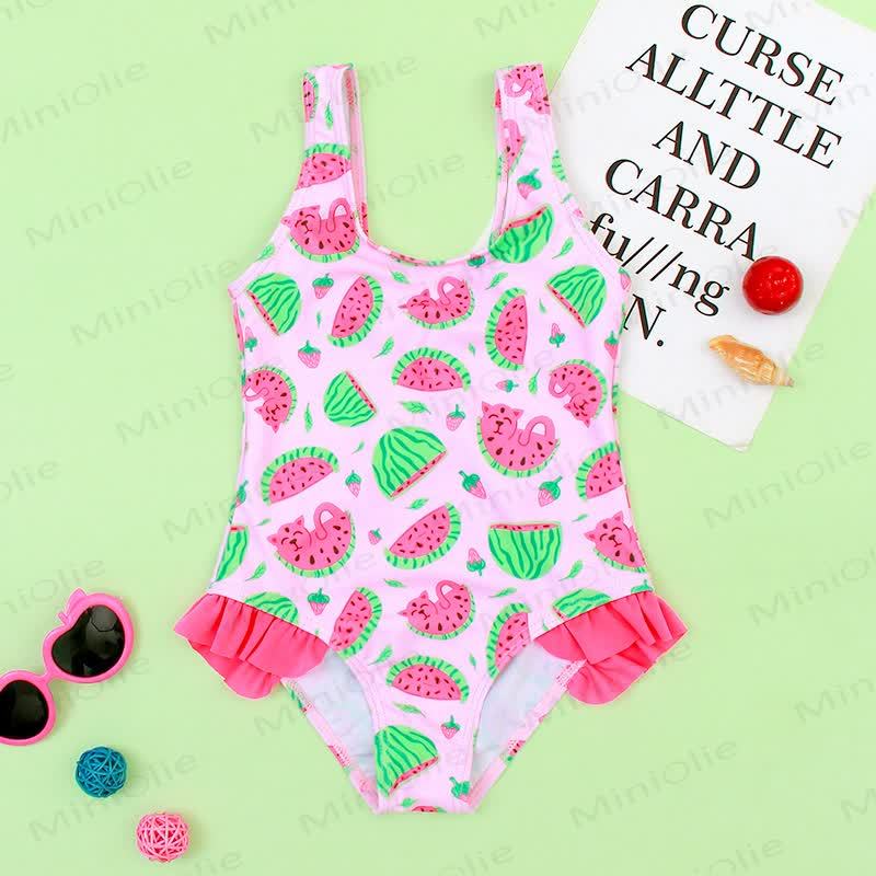 Toddler Girls Flamingo Ruffle Swim Romper - White - 6-7T - image 8