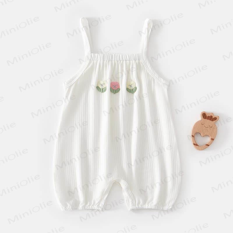 Baby Soft Modal Smocked Bubble Romper - White Flower - 2-3T - image 2