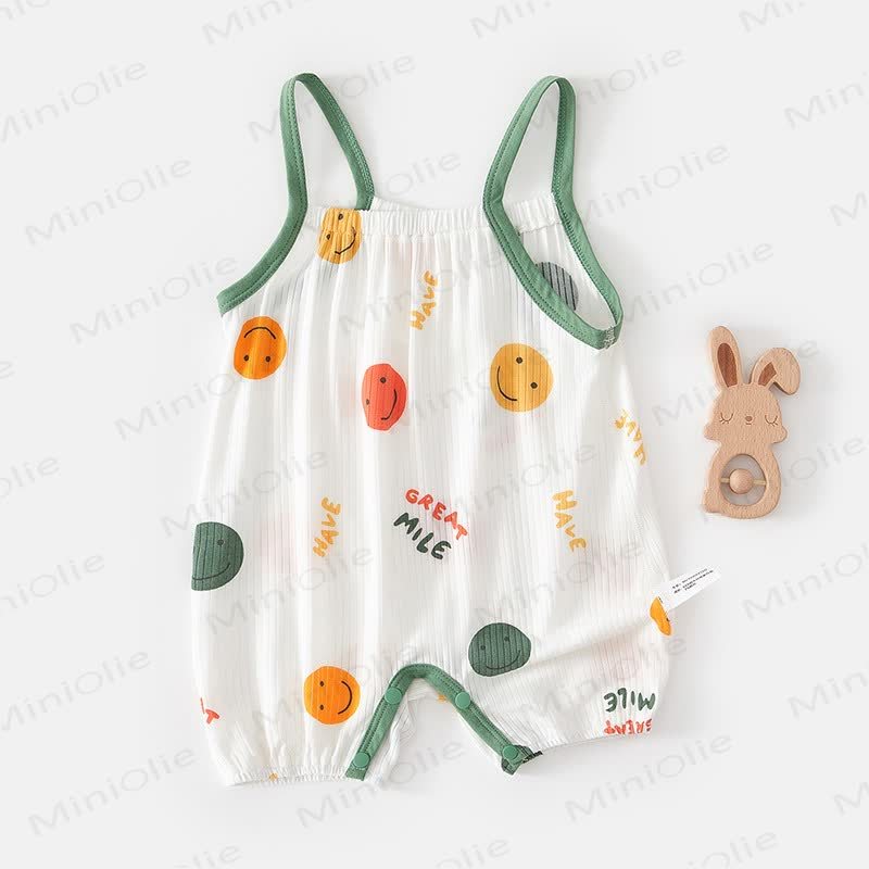 Baby Soft Modal Smocked Bubble Romper - White Smile Face - 2-3T - image 4