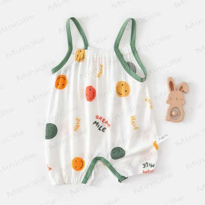 Baby Soft Modal Smocked Bubble Romper - White Smile Face - 2-3T - image 4