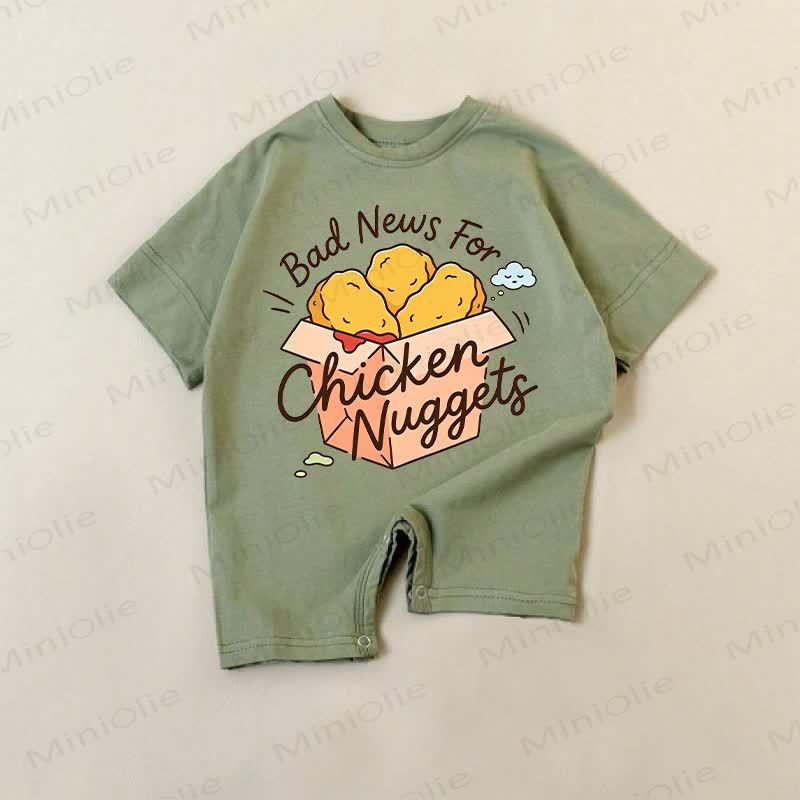 BAD NEWS FOR CHICKEN NUGGETS Baby Slogan Romper - Green - 18-24M - image 1