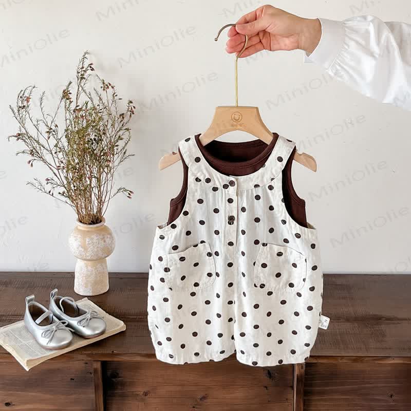 Baby Dot Sleeveless Set - White - 2-3T - image 1