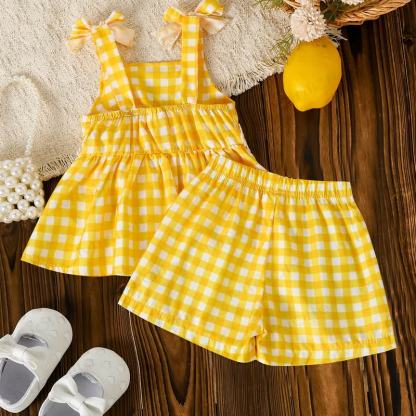 Baby Yellow Gingham Daisy Sleeveless Set - image 4
