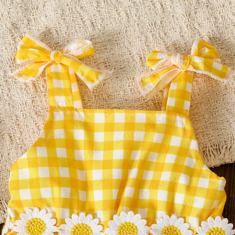Baby Yellow Gingham Daisy Sleeveless Set - image 5