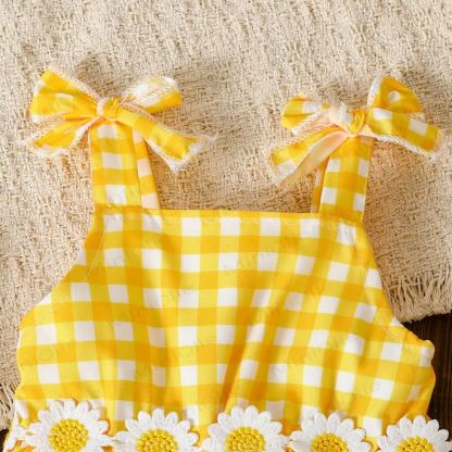 Baby Yellow Gingham Daisy Sleeveless Set - image 5
