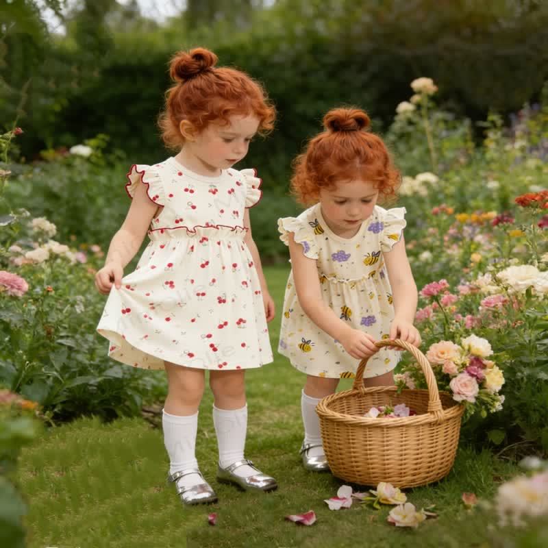 Toddler Baby Girl Beige Flutter Sleeve Dress - image 1