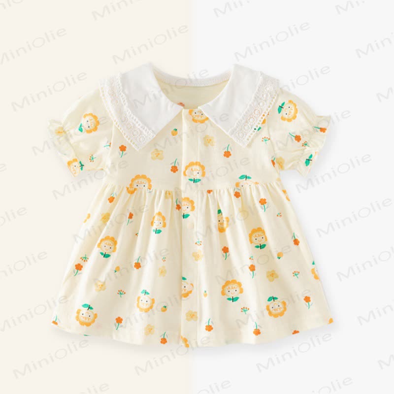 Baby Toddler Girl Floral Summer Dress - Beige - 3-4T - image 3