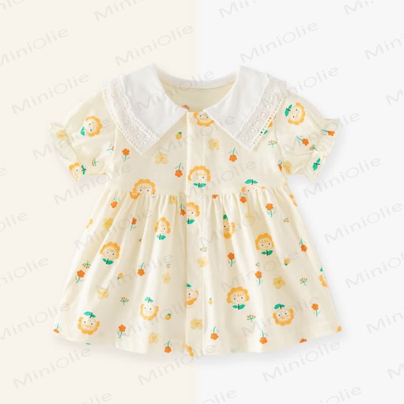 Baby Toddler Girl Floral Summer Dress - Beige - 3-4T - image 3