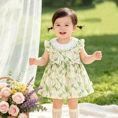Toddler Baby Girl Bunny and Flower Print Summer Dress - image 1