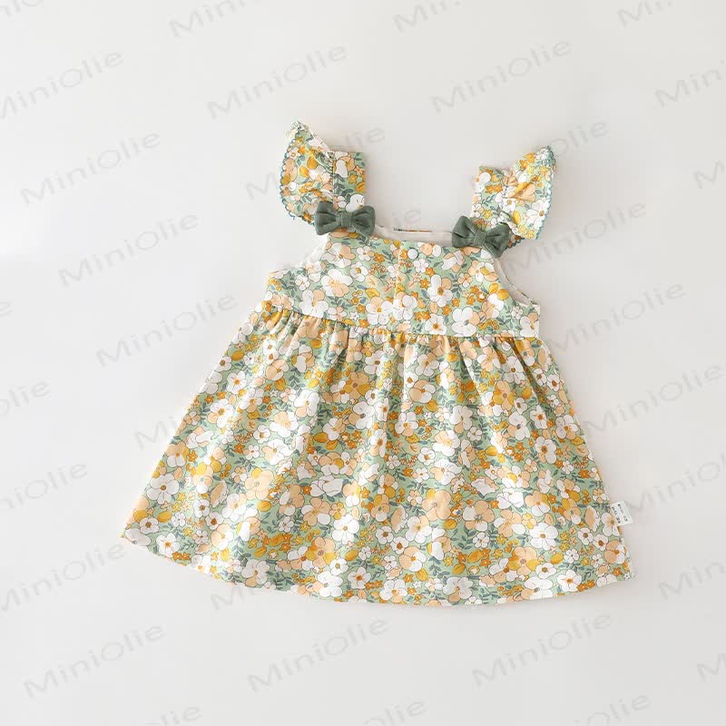 Baby Toddler Beige Flower and Bow Dress or Hat - Beige Dress - 3-4T - image 1