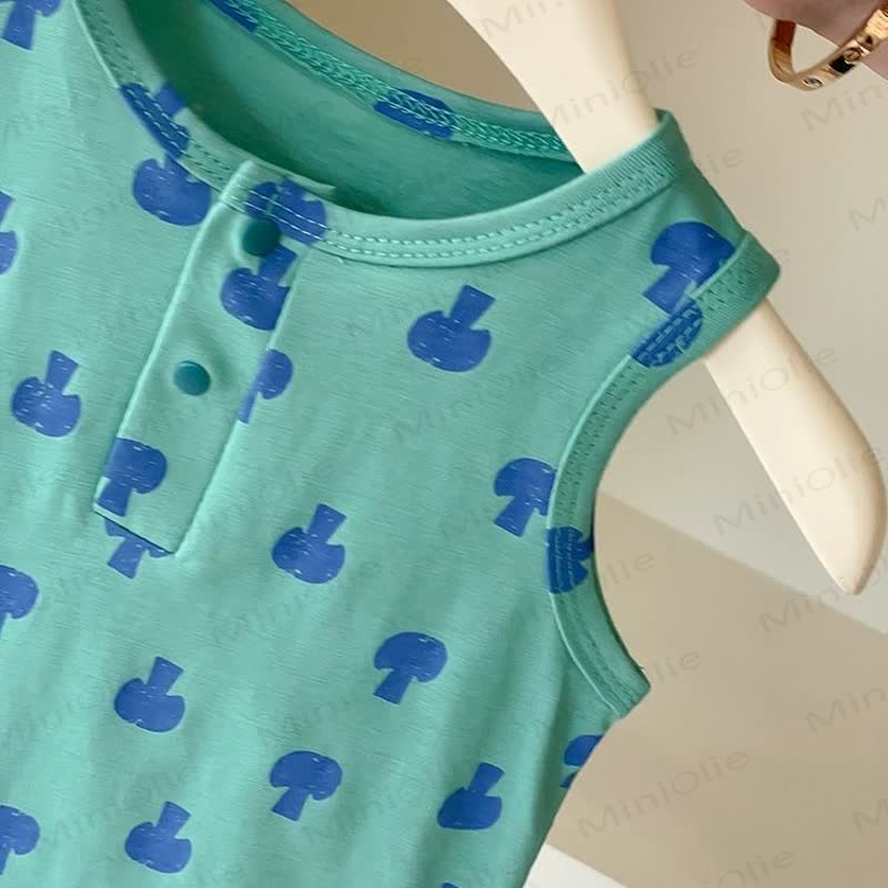 Baby Pure Cotton Green Mushroom Print Romper - image 3