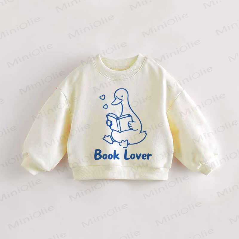 BOOK LOVER Baby Toddler Sweatshirt - Cream - 3-5T - image 1