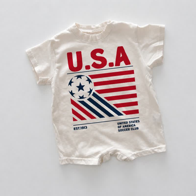 U.S.A EST.1913 UNITED STATES OF AMERICA SOCCER CLUB Baby White Slogan Romper - White - 18-24M - image 1