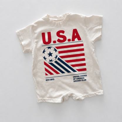 U.S.A EST.1913 UNITED STATES OF AMERICA SOCCER CLUB Baby White Slogan Romper - White - 18-24M - image 1