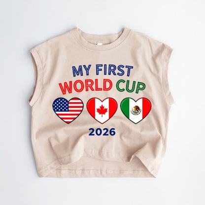 MY FIRST WORLD CUP 2026 Baby Toddler Heart Shape Khaki Tank Top - Khaki - 3-5T - image 1