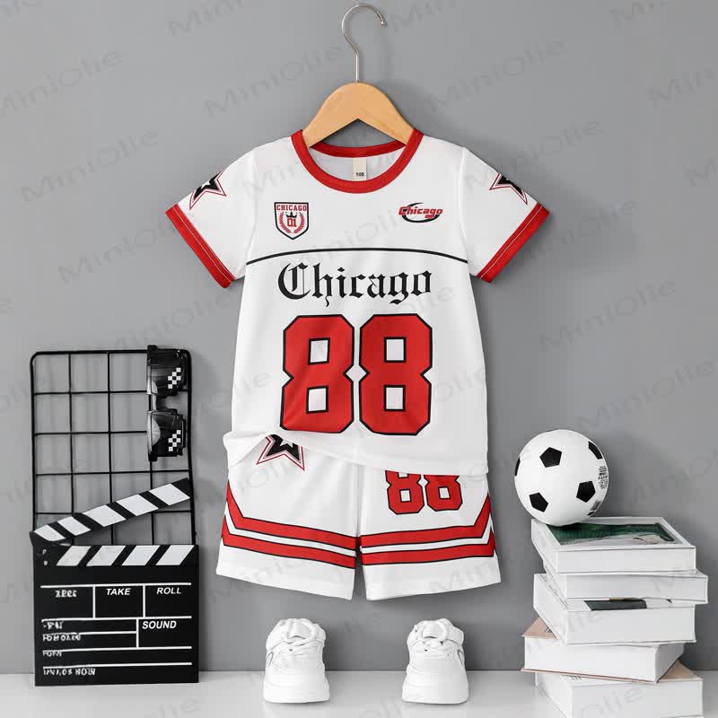 Toddler Boys Sport Tee and Shorts 2-piece Set - White - 8-9T - image 1