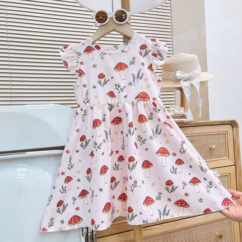 Toddler Baby Girl Flutter Sleeve Summer Dress - Pink Mushroom - 8-9T - image 2