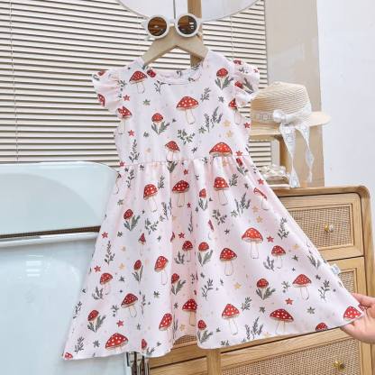 Toddler Baby Girl Flutter Sleeve Summer Dress - Pink Mushroom - 8-9T - image 2