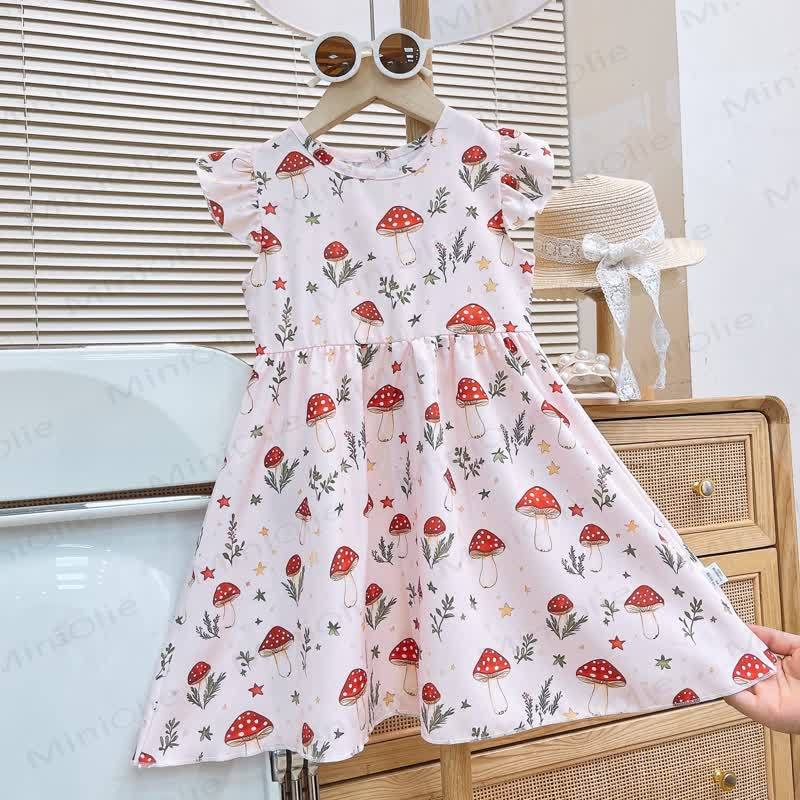 Toddler Baby Girl Flutter Sleeve Summer Dress - Pink Mushroom - 8-9T - image 2