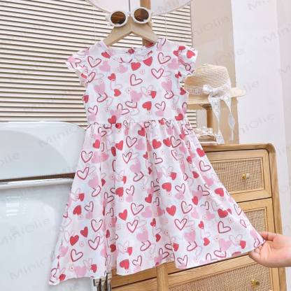 Toddler Baby Girl Flutter Sleeve Summer Dress - White Heart - 8-9T - image 4