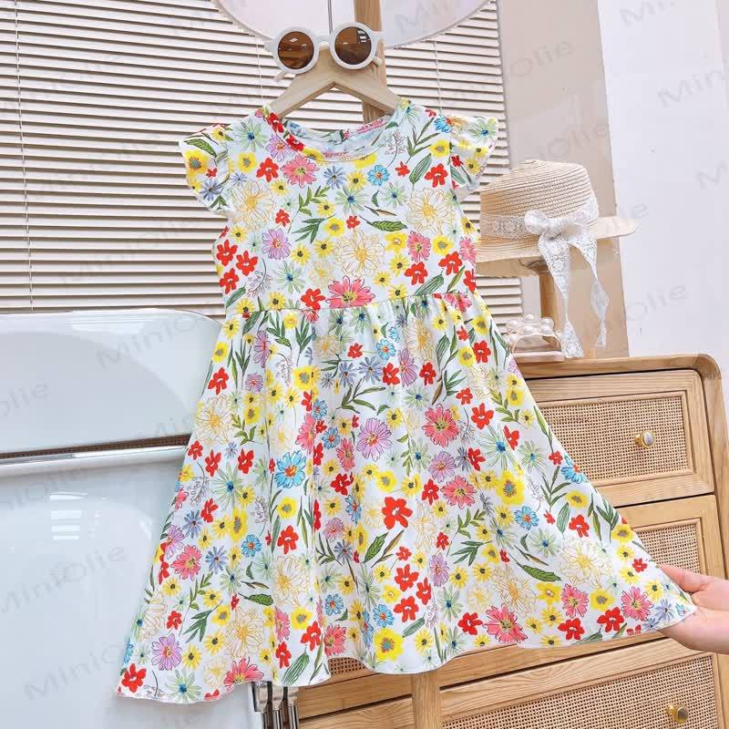 Toddler Baby Girl Flutter Sleeve Summer Dress - Colorful Flower - 8-9T - image 5