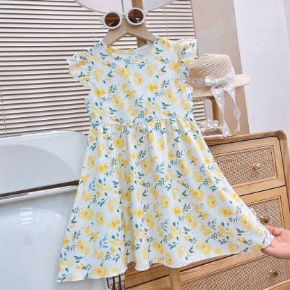 Toddler Baby Girl Flutter Sleeve Summer Dress - Yellow Flower - 8-9T - image 6