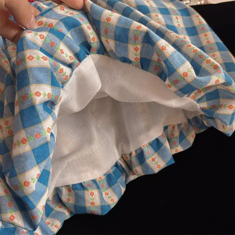 Toddler Girl Blue Gingham Floral Lace Dress - image 4