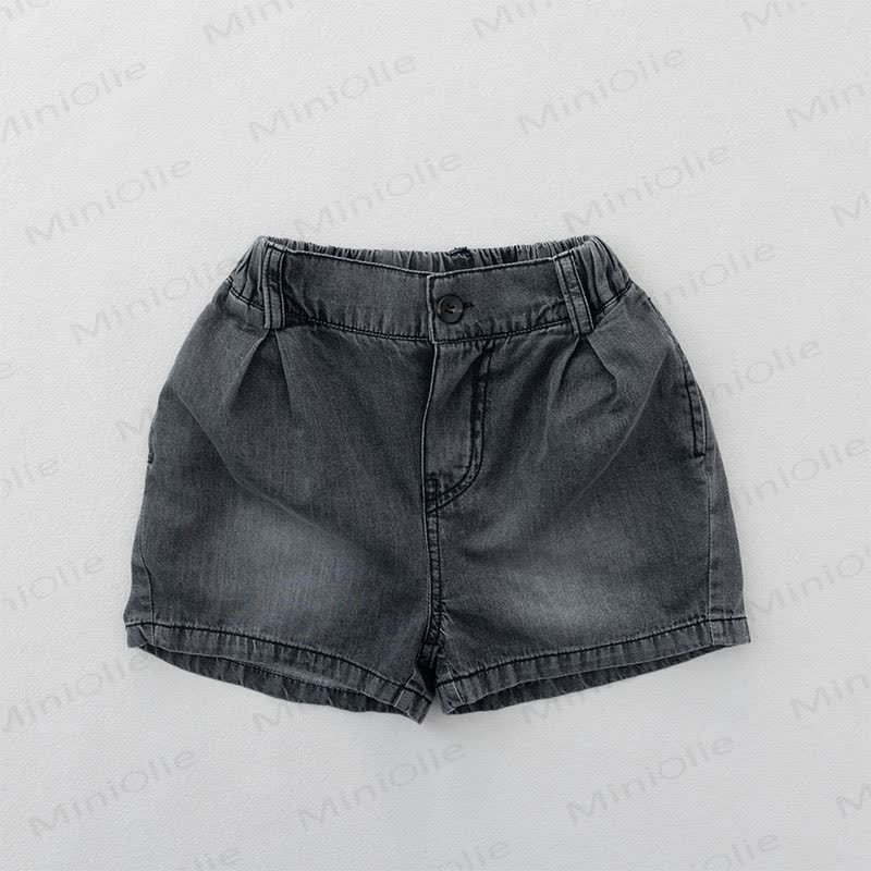 Toddler Soft Elastic Waist Denim Shorts - Black - 6-7T - image 2