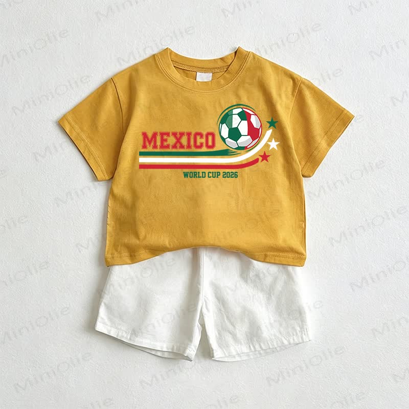 MEXICO WORLD CUP 2026 Baby Tee and Shorts 2-Piece Set - Yellow&White - 3-5T - image 1