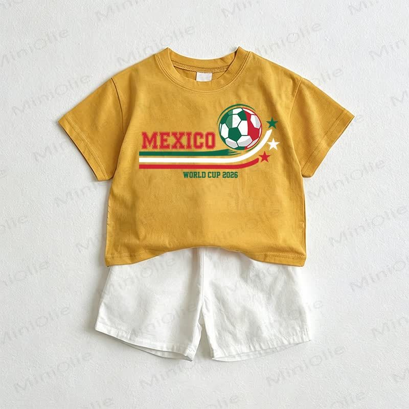 MEXICO WORLD CUP 2026 Baby Tee and Shorts 2-Piece Set - Yellow&White - 3-5T - image 1