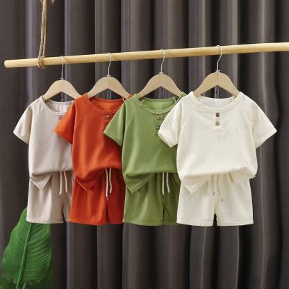Toddler Solid Color Casual Short-Sleeve Set - image 1