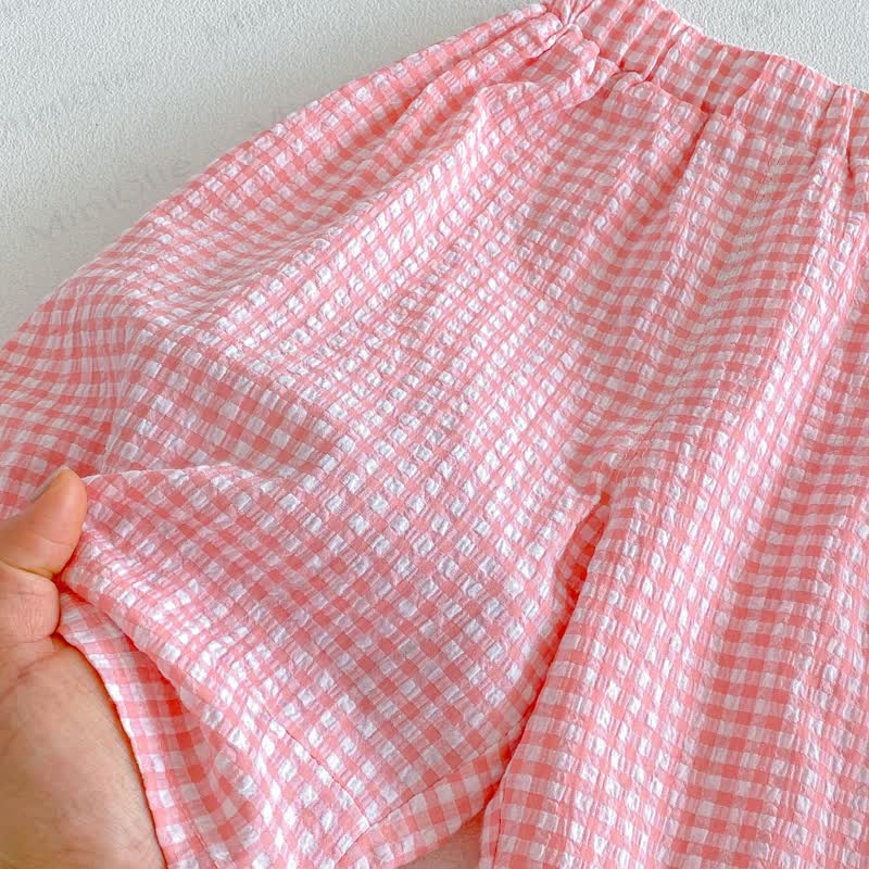 Baby Girls Soft Cotton Fruit Embroidery Gingham Bloomer Pants - image 7