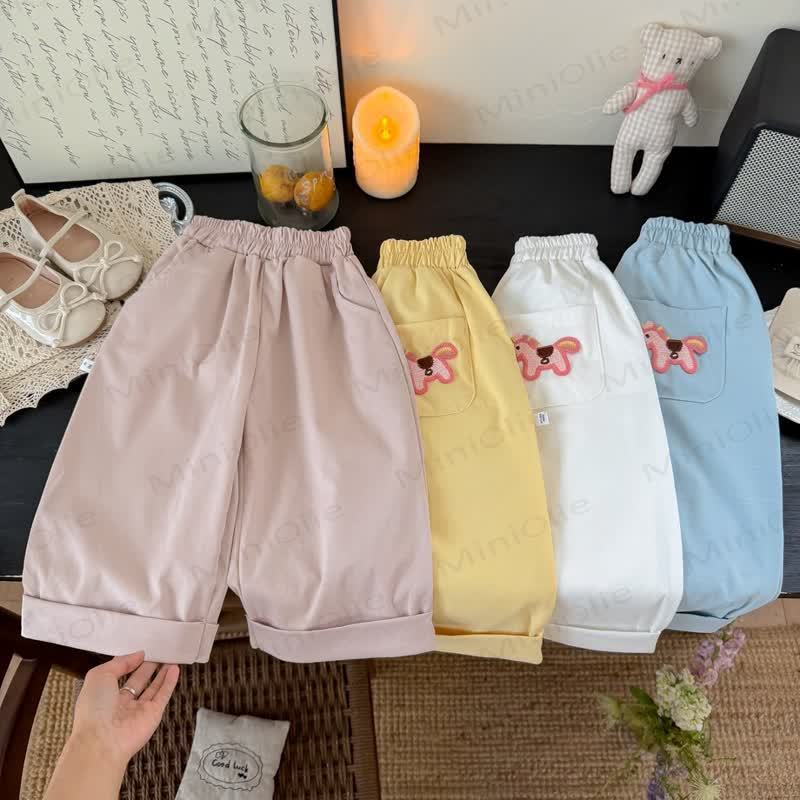 Toddler Girls Horse Embroidery Pocket Lounge Pants - image 1