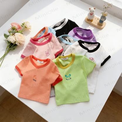 Toddler Animal/Food Print Crew Neck Ribbed Short Sleeve T-Shirt - image 1