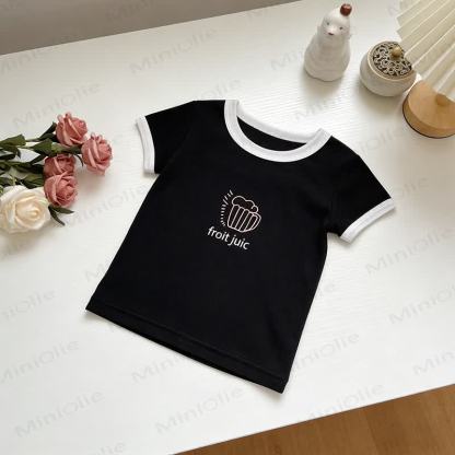 Toddler Animal/Food Print Crew Neck Ribbed Short Sleeve T-Shirt - Black - 7-10T - image 2