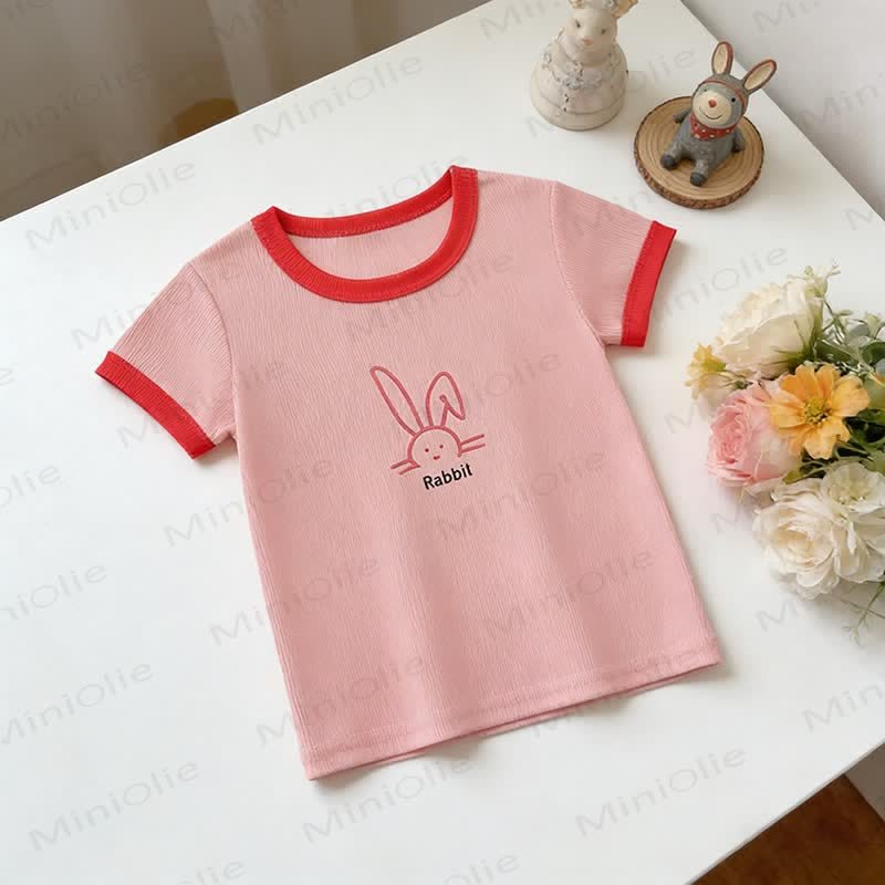 Toddler Animal/Food Print Crew Neck Ribbed Short Sleeve T-Shirt - Pink - 7-10T - image 5