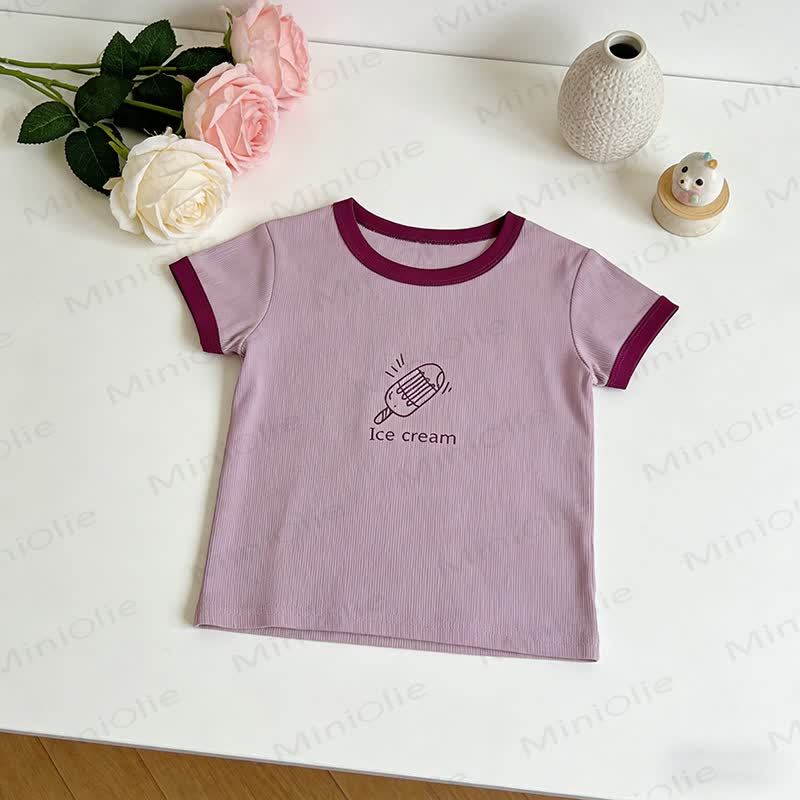 Toddler Animal/Food Print Crew Neck Ribbed Short Sleeve T-Shirt - Purple - 7-10T - image 6