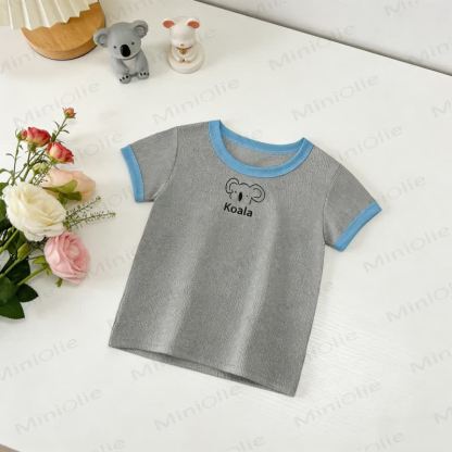 Toddler Animal/Food Print Crew Neck Ribbed Short Sleeve T-Shirt - Gray - 7-10T - image 7