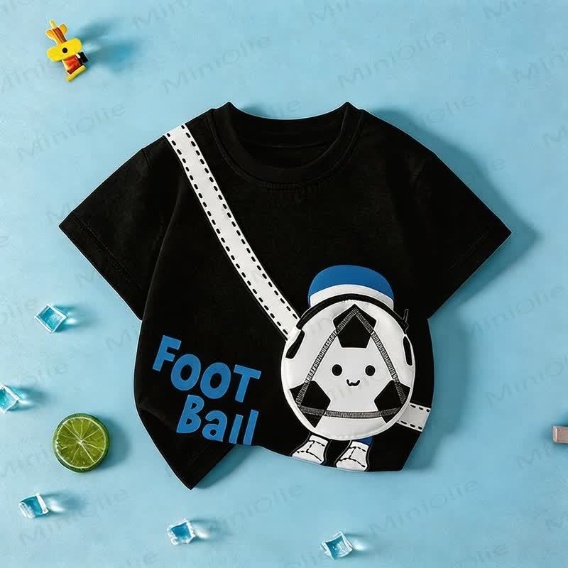 VOLLEY/FOOT BALL Toddler Smiley 3D Crossbody Bag T-Shirt - Black - 11-12T - image 3