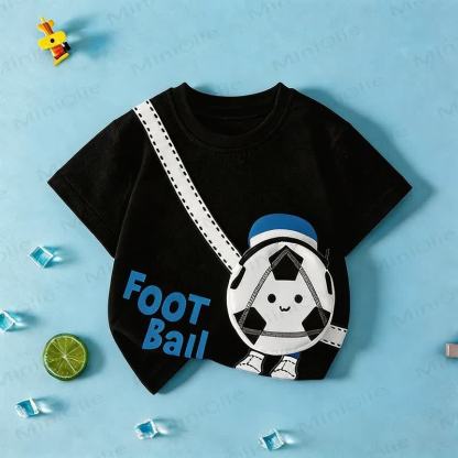 VOLLEY/FOOT BALL Toddler Smiley 3D Crossbody Bag T-Shirt - Black - 11-12T - image 3