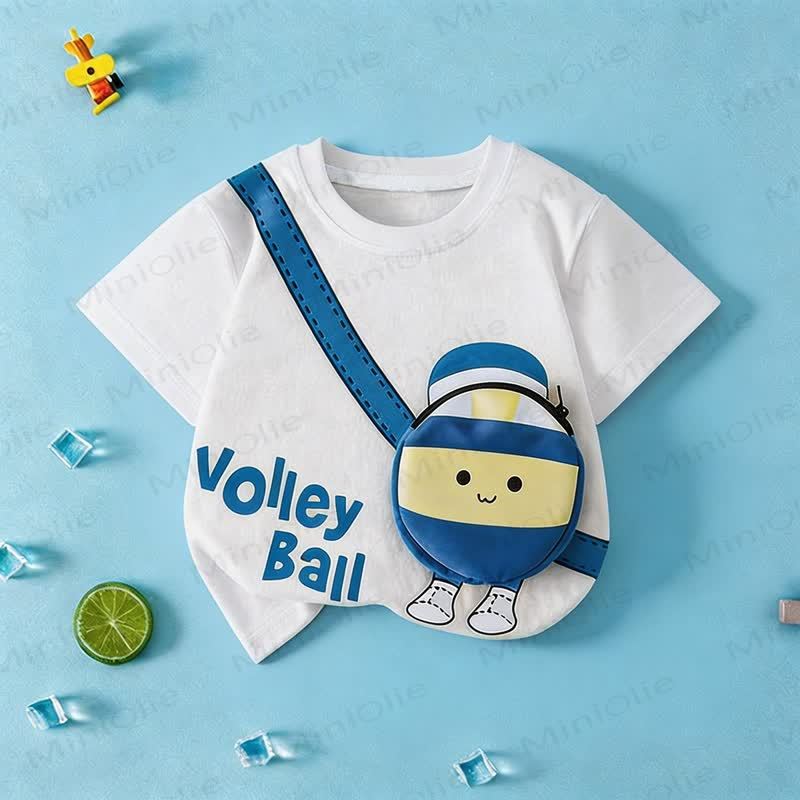 VOLLEY/FOOT BALL Toddler Smiley 3D Crossbody Bag T-Shirt - White - 11-12T - image 4
