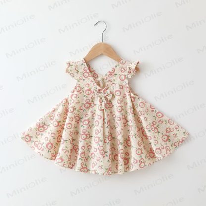 Baby Toddelr Flower/Fruit Print Sleeveless Dress - Beige Rose - 2-3T - image 2