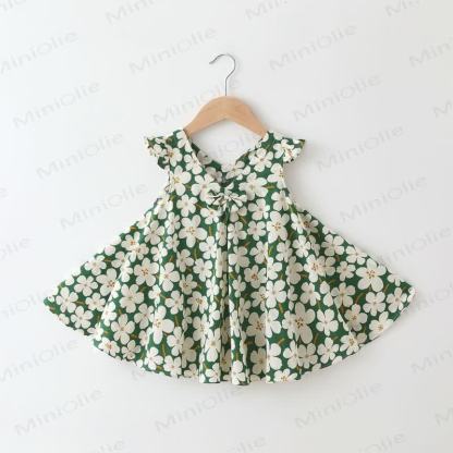 Baby Toddelr Flower/Fruit Print Sleeveless Dress - Green Peach Blossom - 2-3T - image 3