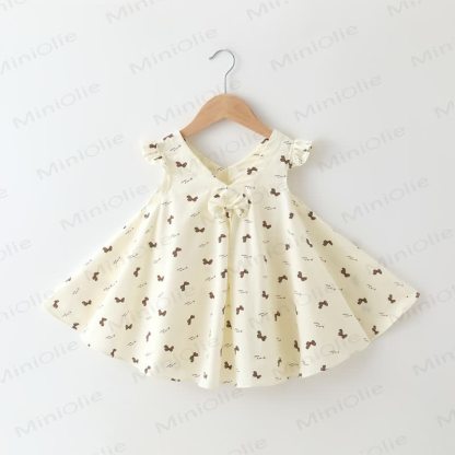 Baby Toddelr Flower/Fruit Print Sleeveless Dress - White Bow - 2-3T - image 6