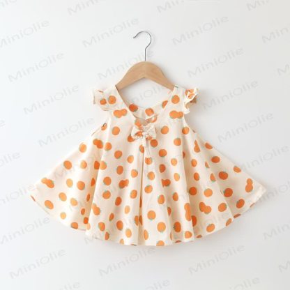 Baby Toddelr Flower/Fruit Print Sleeveless Dress - Beige Orange - 2-3T - image 8