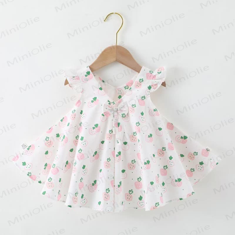 Baby Toddelr Flower/Fruit Print Sleeveless Dress - White Strawberry - 2-3T - image 11