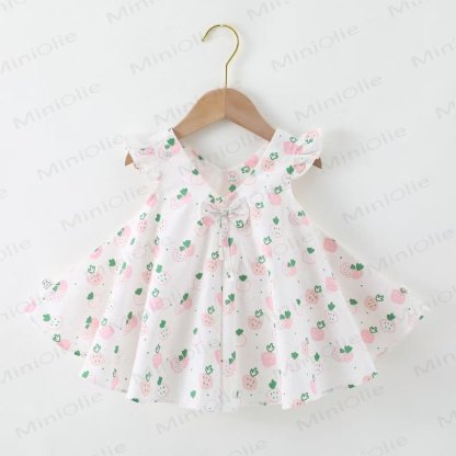 Baby Toddelr Flower/Fruit Print Sleeveless Dress - White Strawberry - 2-3T - image 11