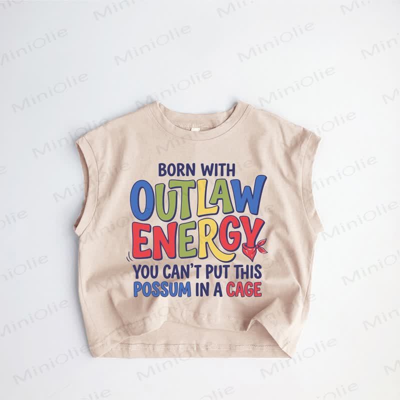 BORN WITH OUTLAW ENERGY YOU CAN'T PUT THIS POSSUM IN A CAGE Baby Toddler Khaki Tank Top - Khaki - 3-5T - image 1